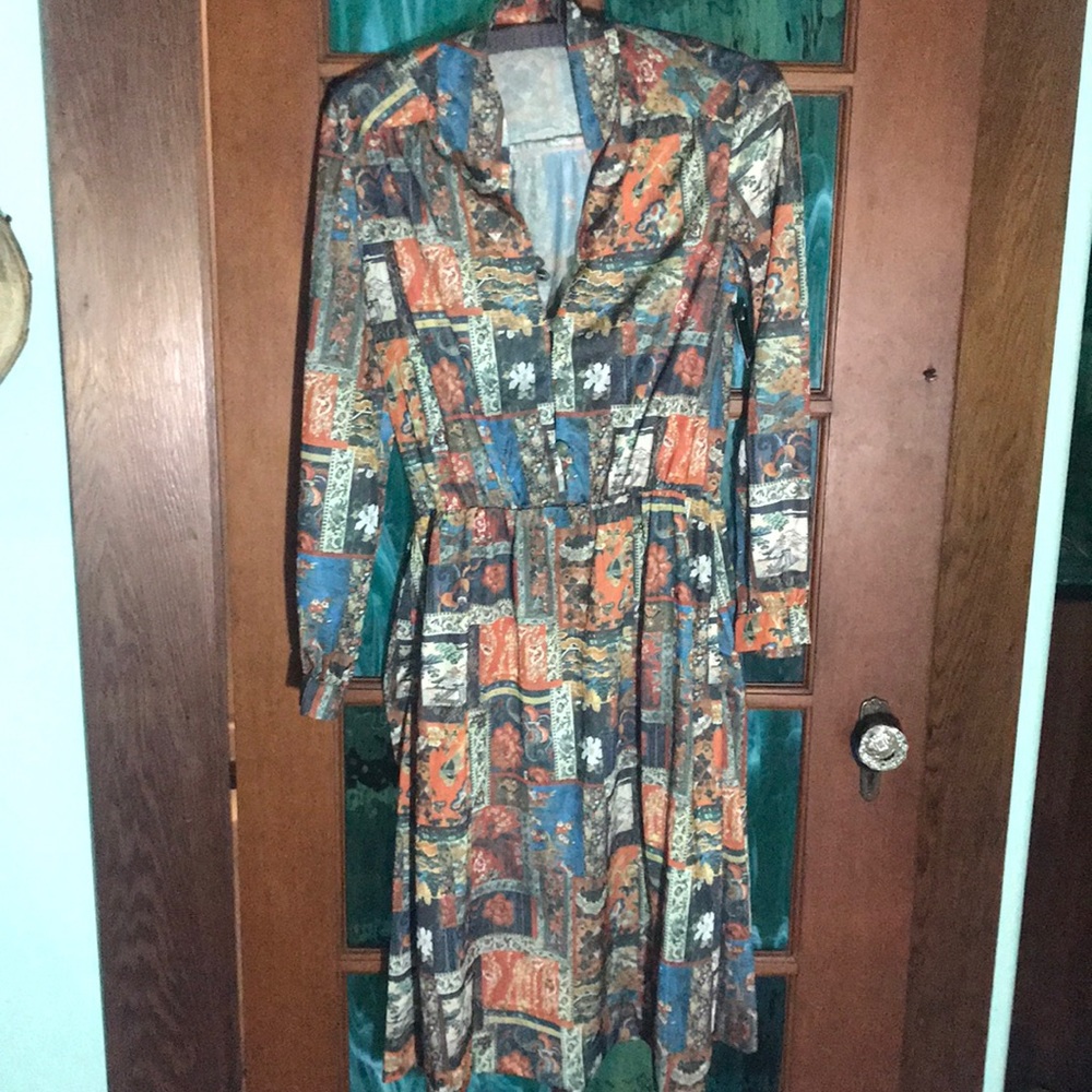 Retro style, unique patchwork dress